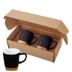 11 Oz. Ceramic Mugs w/Removable Bamboo Coaster Gift Set - 1