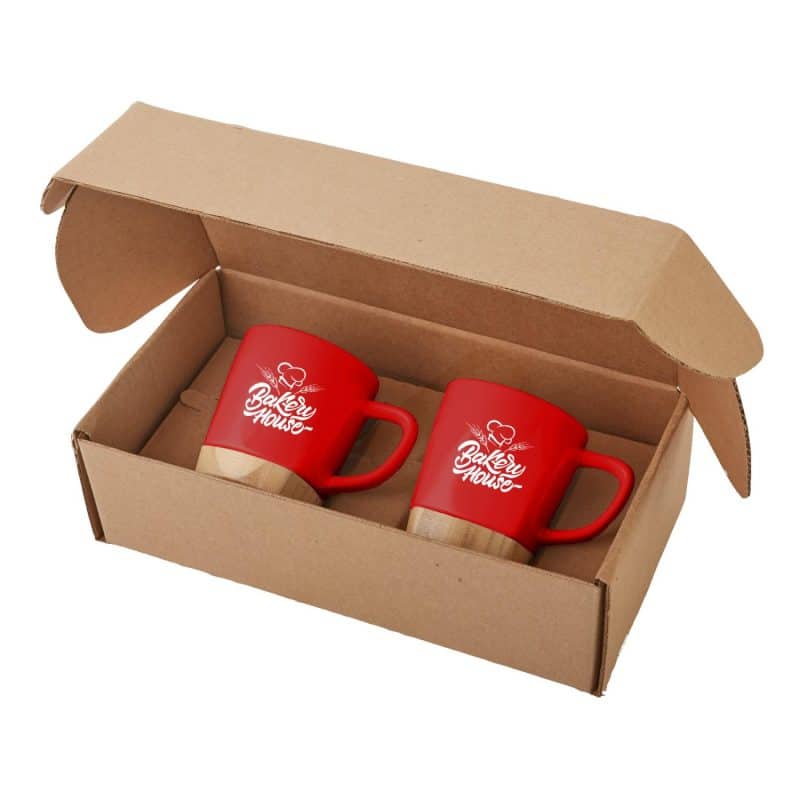 11 Oz. Ceramic Mugs w/Removable Bamboo Coaster Gift Set - 4