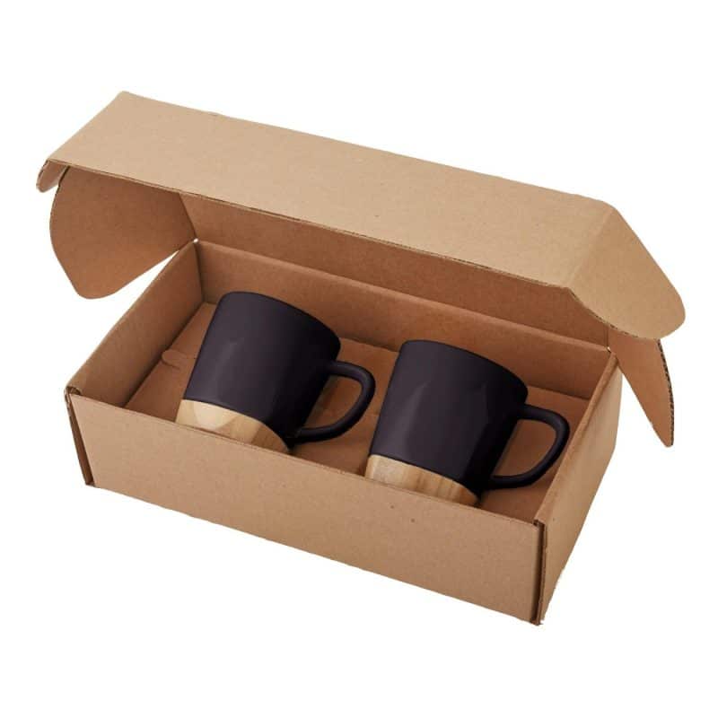 11 Oz. Ceramic Mugs w/Removable Bamboo Coaster Gift Set - 7
