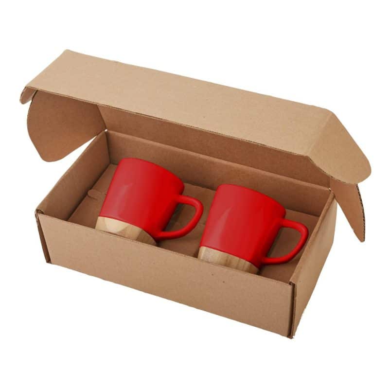 11 Oz. Ceramic Mugs w/Removable Bamboo Coaster Gift Set - 9