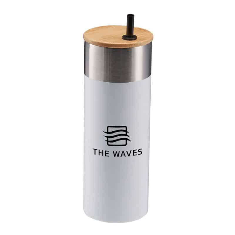 20 Oz. Stainless Steel Tumbler w/Bamboo Lid & Straw - 3