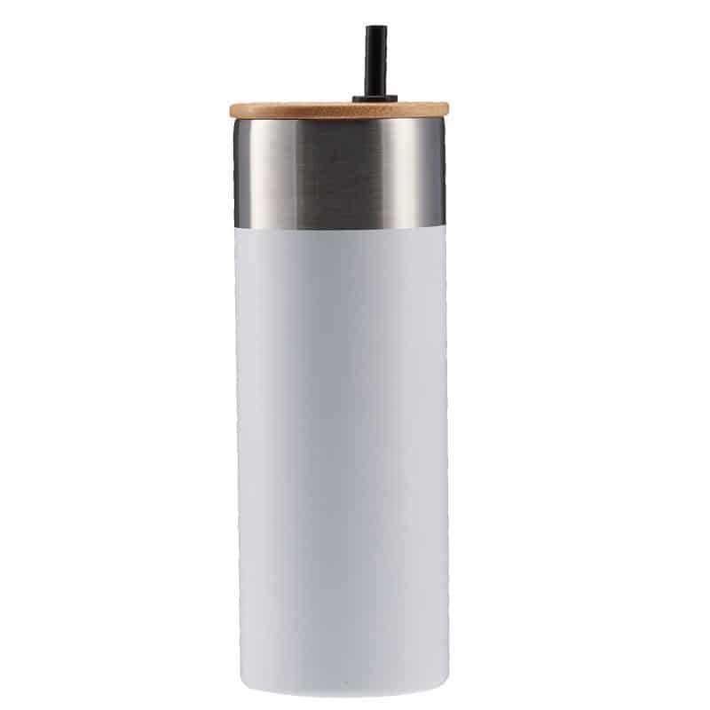 20 Oz. Stainless Steel Tumbler w/Bamboo Lid & Straw - 5