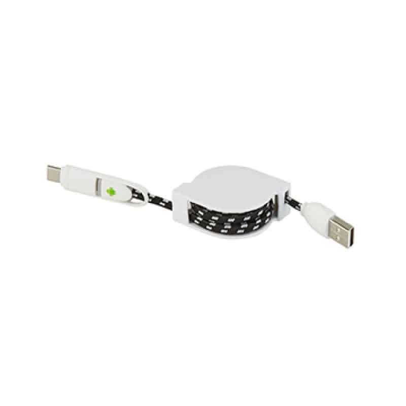 3-in-1 Retractable Fabric Charge-It™ Cable - 1