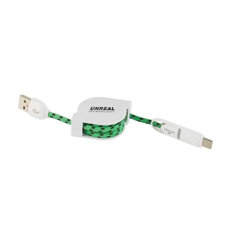 3-in-1 Retractable Fabric Charge-It™ Cable - 4