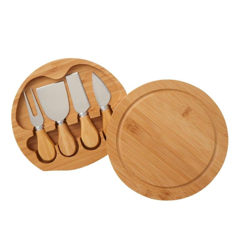5-Piece Swivel Top Bamboo Cheese Board Set - 4