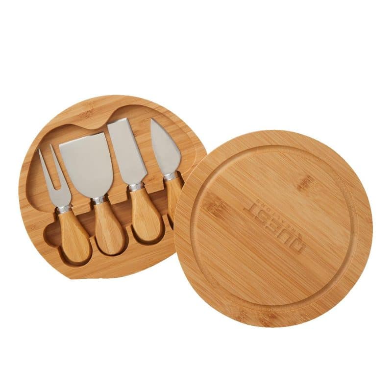 5-Piece Swivel Top Bamboo Cheese Board Set - 8