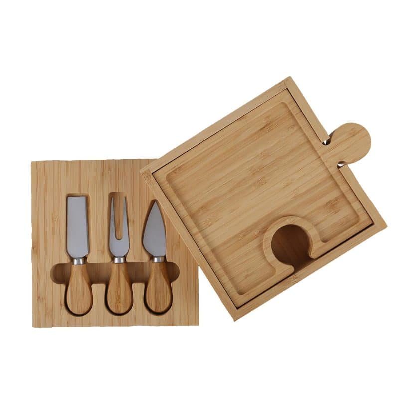 Bamboo Puzzle Cheese Board Set - 6