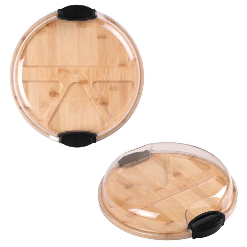 Round Bamboo Charcuterie Tray W/Lid (No Utensils) - 3