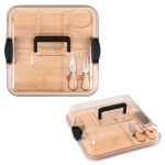 Square Bamboo Charcuterie Board w/Utensils & Lid - 3